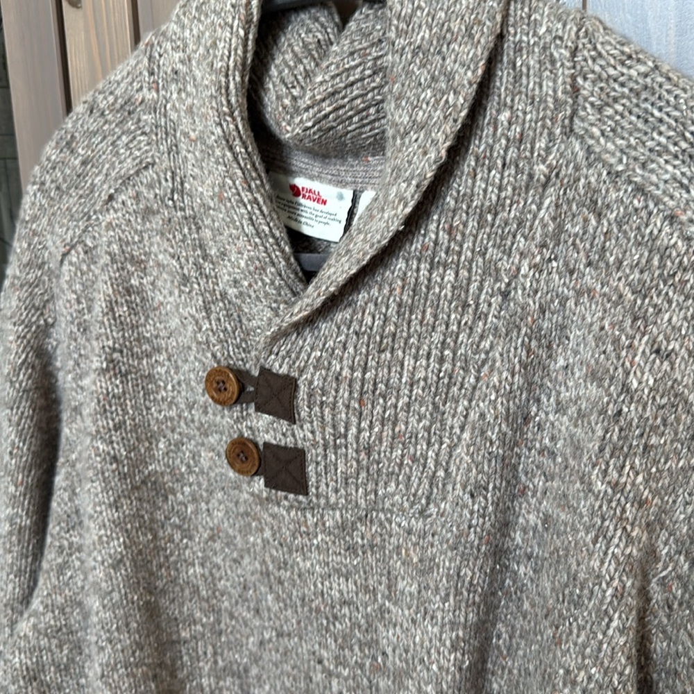 Fjallraven Brown Heathered Shawl Collar Crewneck Sweater - Picture 3 of 5